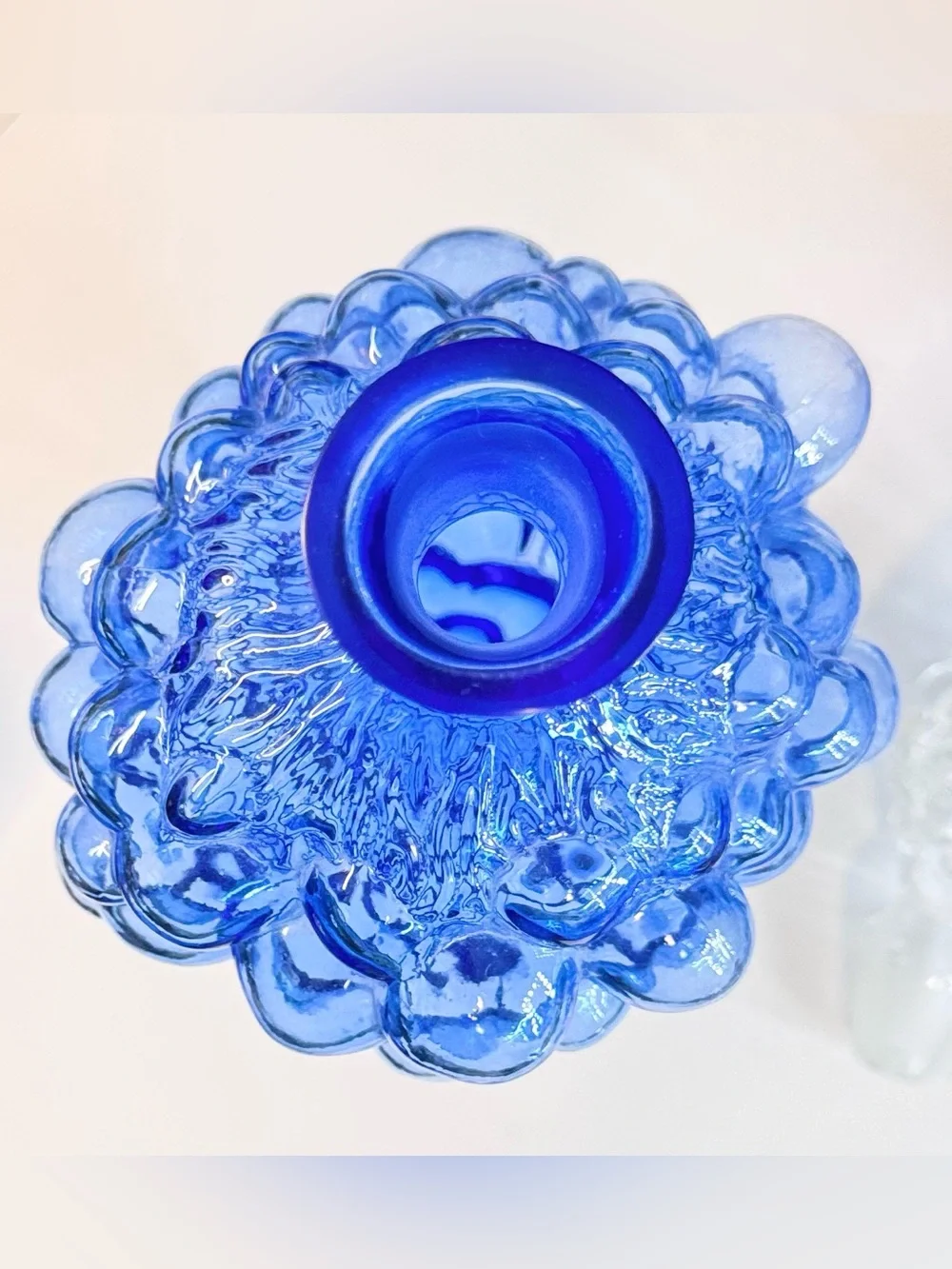 1950s–1960s Empoli Italian Cobalt Blue Grape Cluster Glass Decanter Set